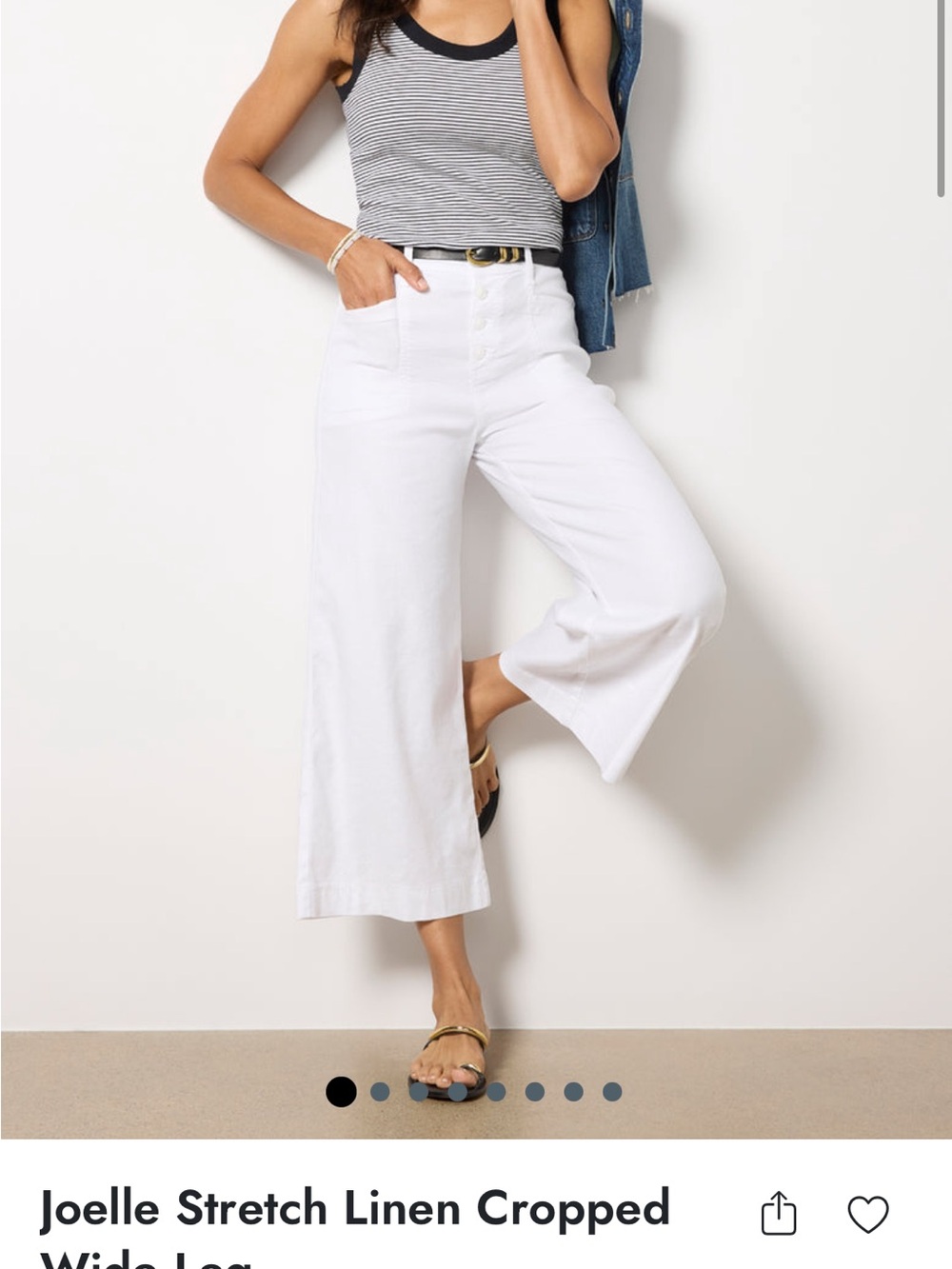 Evereve White Joelle Stretch Linen Cropped Wide Leg Pants